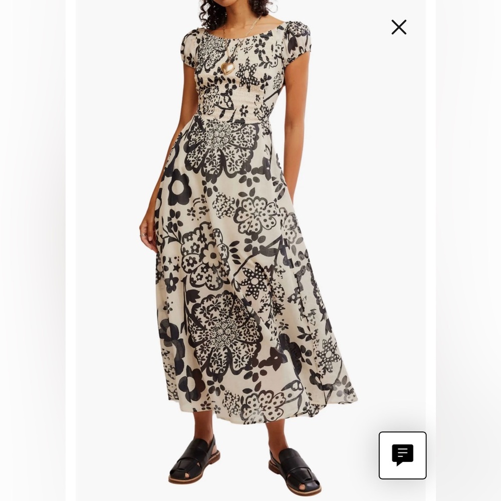 Free People Floral Black and White Maxi Dress